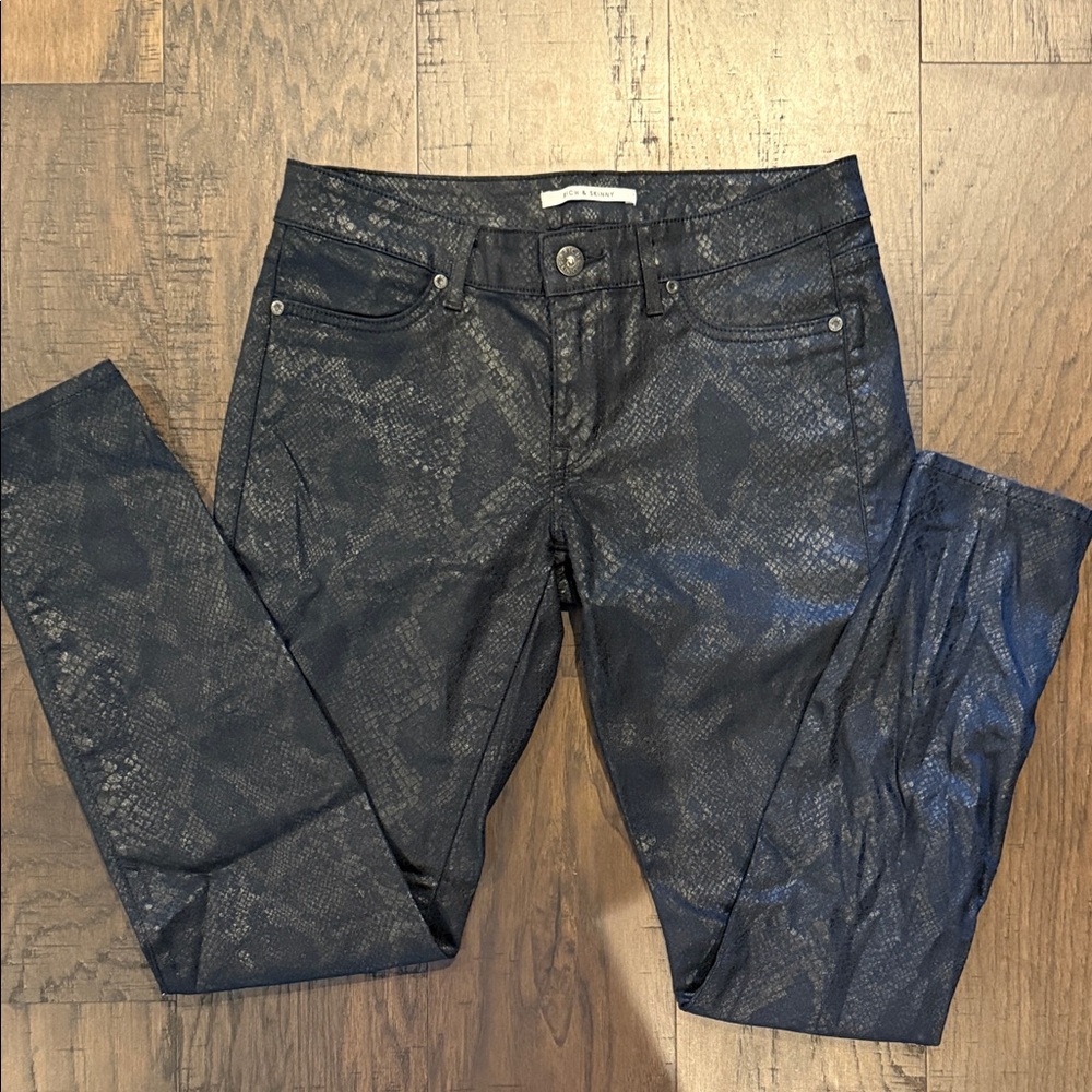 Rich & Skinny Dark Textured Snake Wax Pants